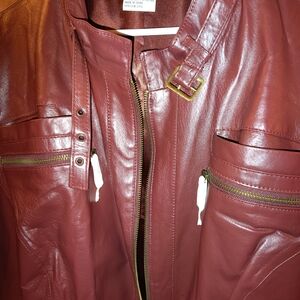 Jessica London Leather Jacket in Burgundy Free Shipping